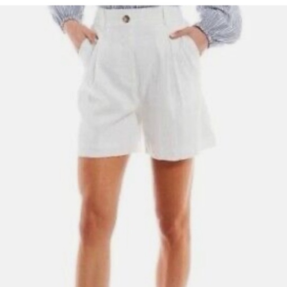 Alex Marie Pants - 2/25 Alex Marie Women Linen REINA Shorts Pleated White Preppy Coastal Chic